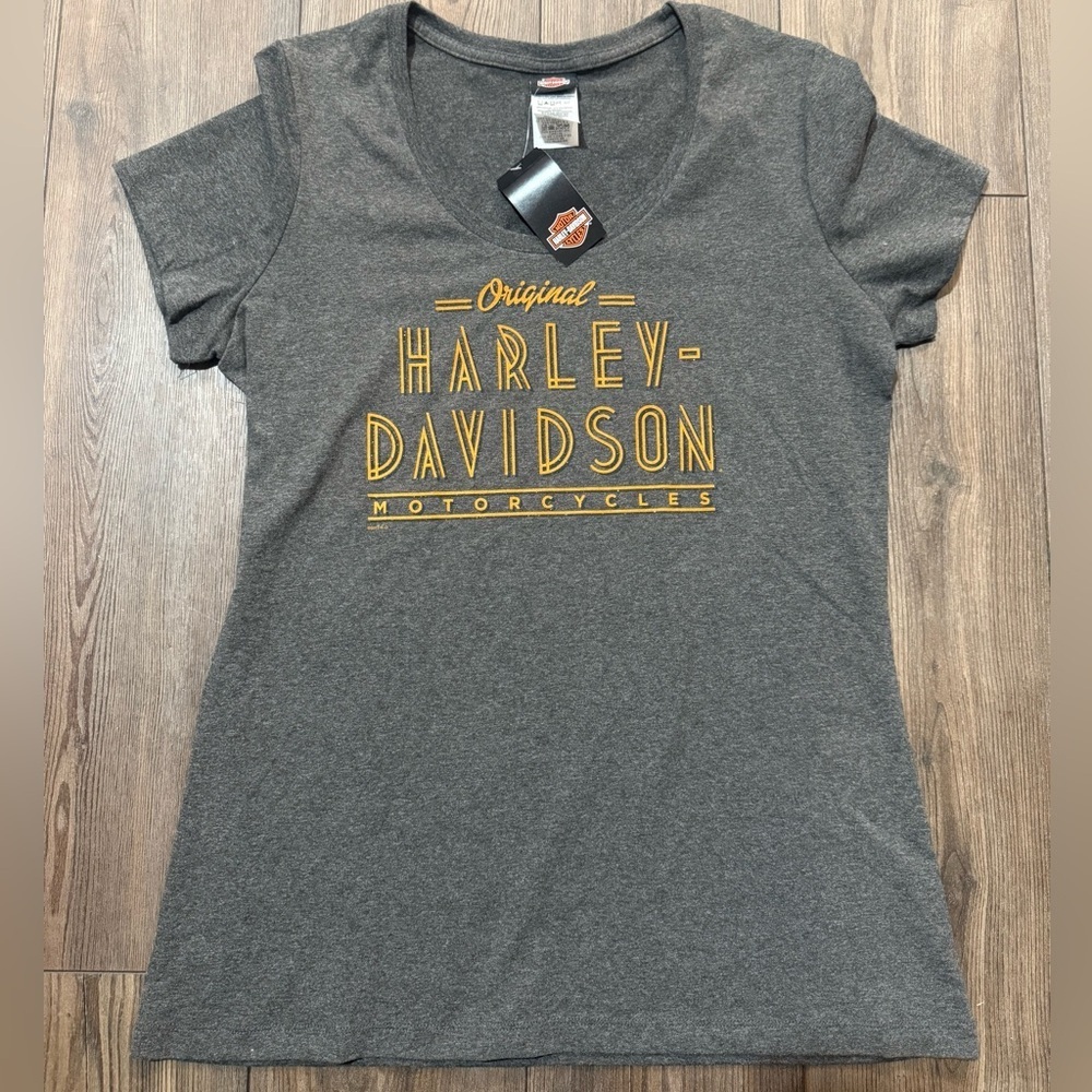 Harley Davidson Women’s XL Gray V-Neck Dealer Tee Temecula CA NWT